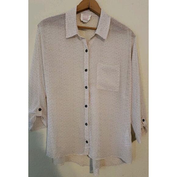 Quicksilver Women's Button Shirt Size XS polkadot Thin Blue Red Yellow Dots - Picture 1 of 8
